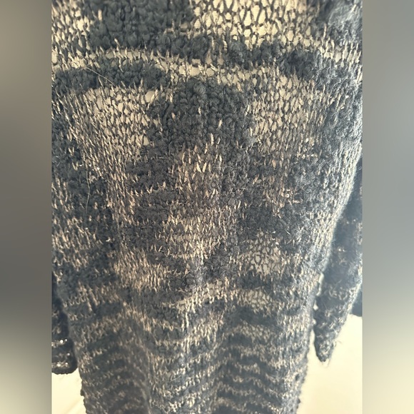 Studio M, Long Knit Cardigan Sweater, Size Small, Black w/ Hints of Beige - Picture 5 of 8